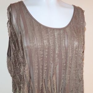 Silky Frilly Shell with Elastic Waist. Size 1X.